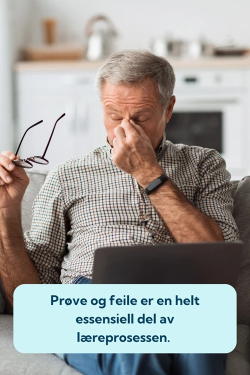 Optoteam: mann som ser på en laptop og gnir seg i øynene.